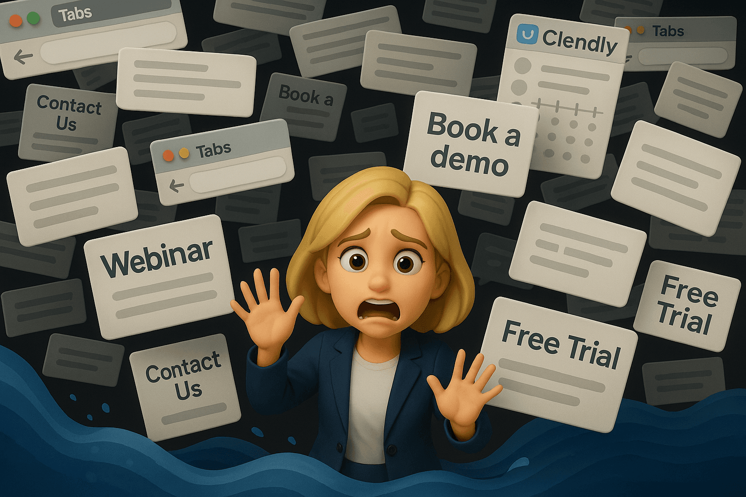 Sarah drowning in tabs and forms